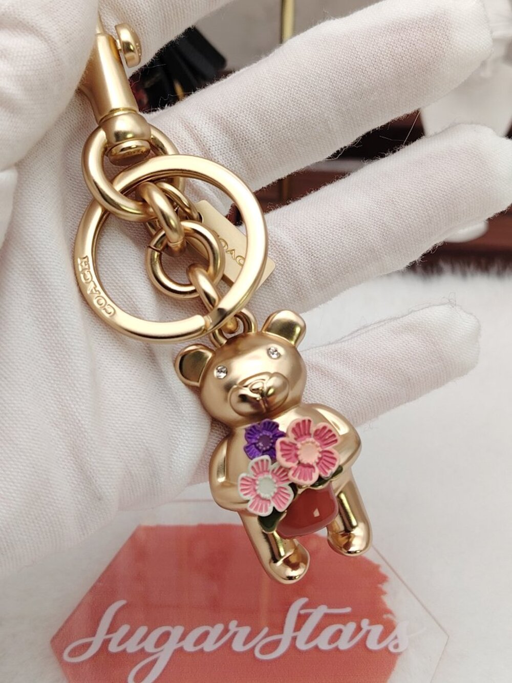 COACH 3D Teddy Bear Bag Charm keychain